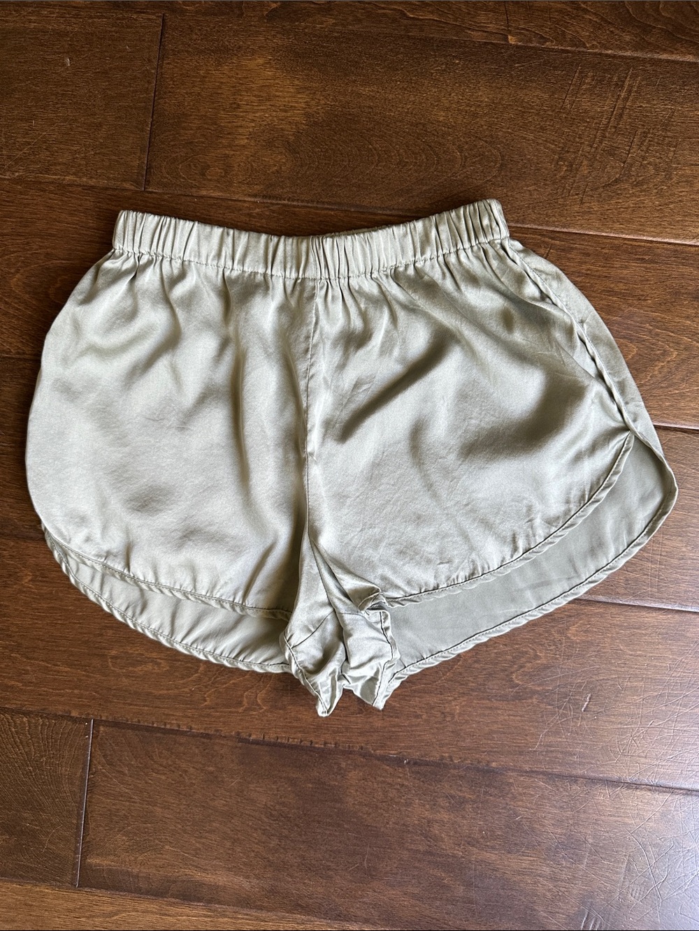SKIMS Lightweight Silk Sleep Shorts in Light Green